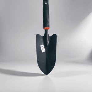 Heavy-duty black steel shovel