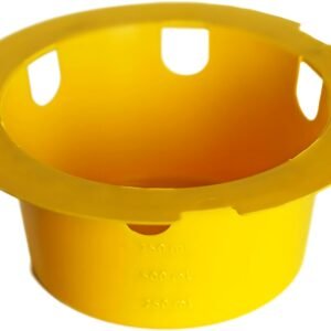 Yellow measuring cup with volume markings